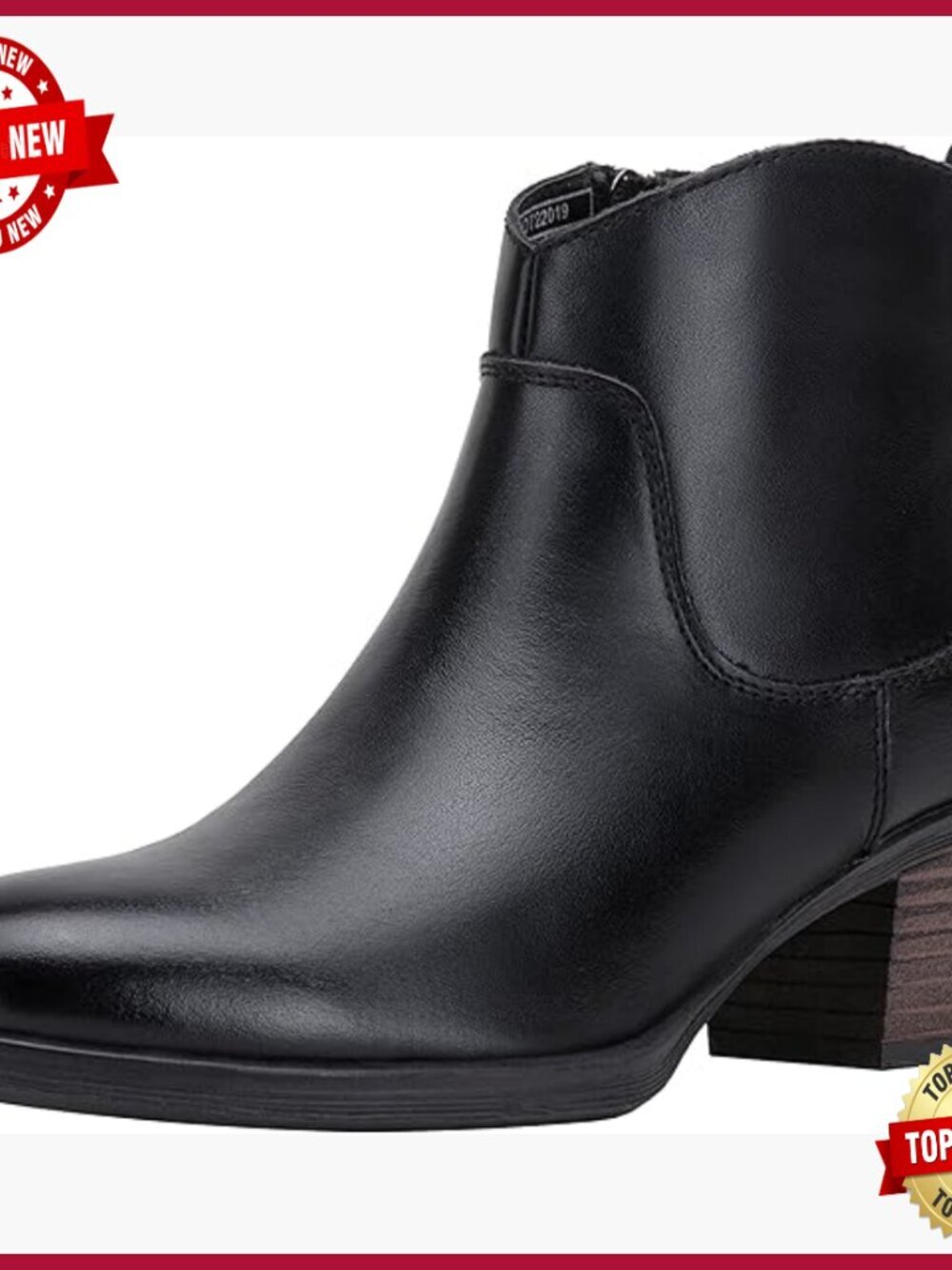Leather Ankle Boots Low Heel Zipper Short Booties
